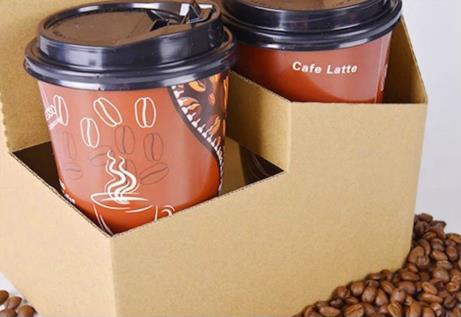 Disposable Kraft Drink Carrier Kraft Paper Cup Tray Cup Holder