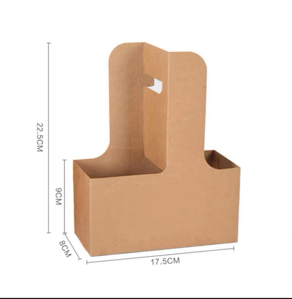 Disposable Kraft Drink Carrier Kraft Paper Cup Tray Cup Holder