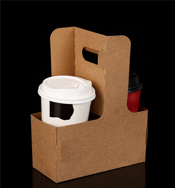Disposable Kraft Drink Carrier Kraft Paper Cup Tray Cup Holder