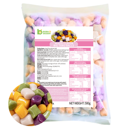 Frozen MIXED(4) Flavor BIG Taro Balls (500g) - Mel Metro only