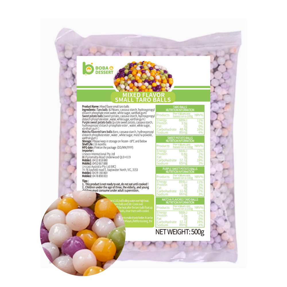 Frozen MIXED(4) Flavor SMALL Taro Balls (500g)- Mel Metro only