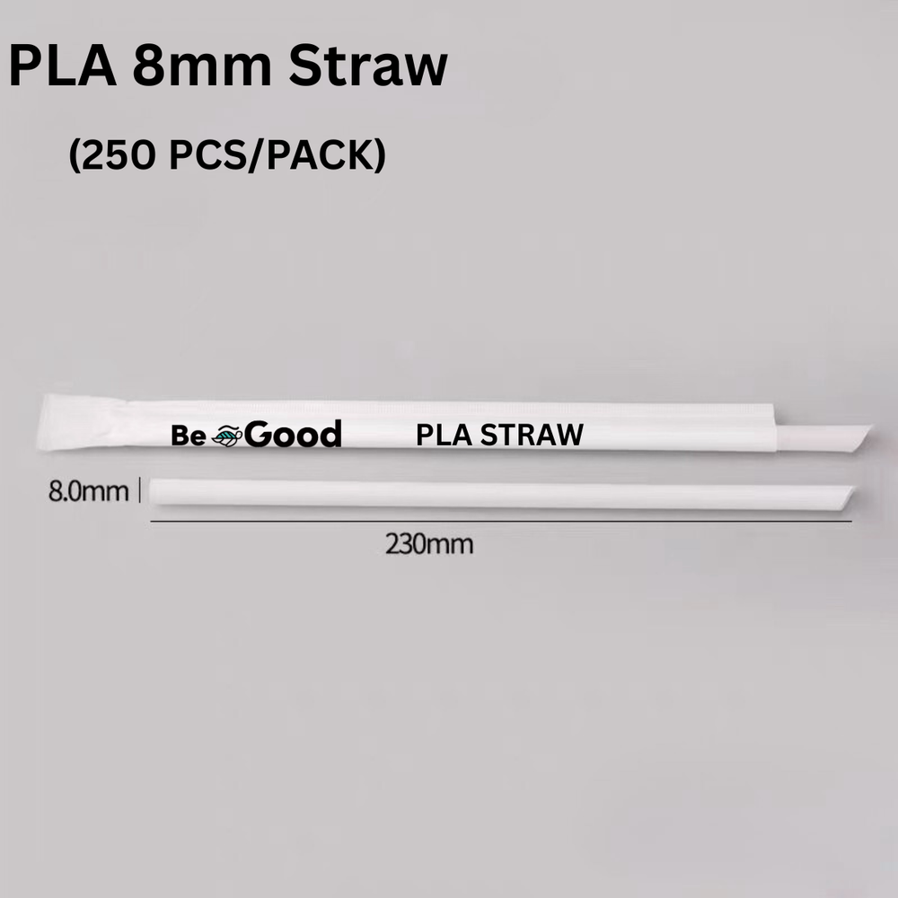 PLA 8mm Straw – Individually Wrapped (8MM x 230MM, 250pcs)