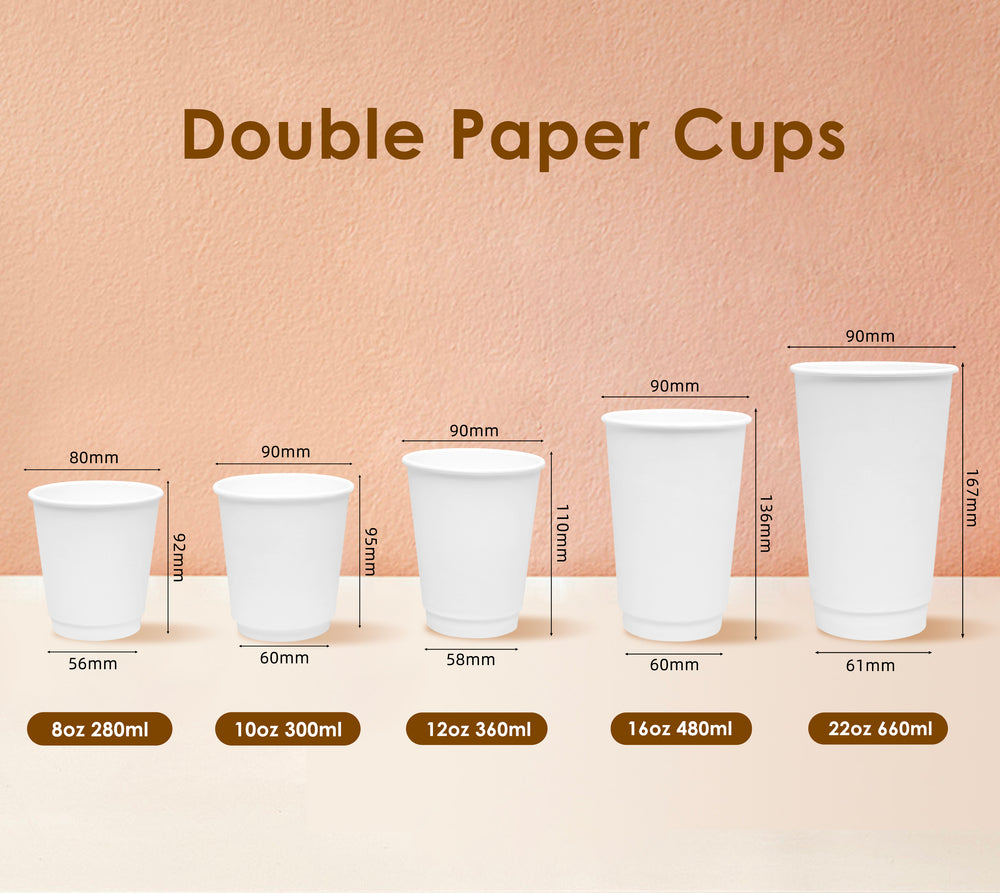 90mm (16oz/22oz) Double Wall Paper Cup (Plastic Free)