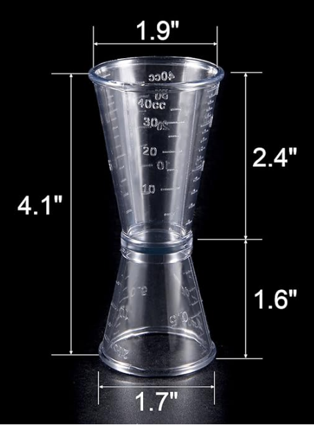 Double Clear Jigger Plastic Measure Cup