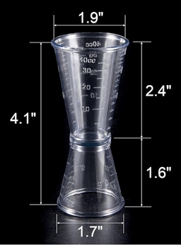 Double Clear Jigger Plastic Measure Cup