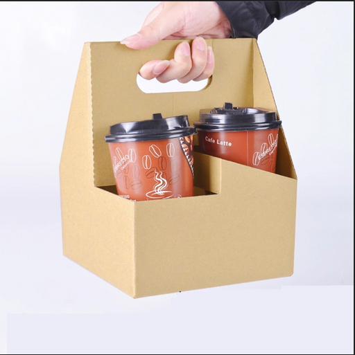 Disposable Kraft Drink Carrier Kraft Paper Cup Tray Cup Holder